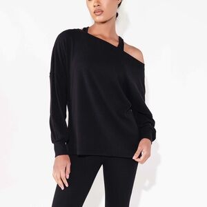 Fancy Homebody Signature Ribbed Wide Neck Sweater Sz Medium